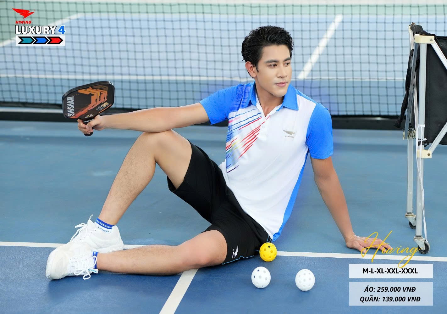 Áo bóng chuyền cầu lông pickleball nam HIWING LUX 4 màu xanh